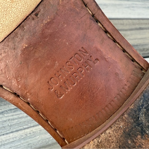 Johnston & Murphy Oxford Saddle Dress Shoes 10M - Gray Suede Leather - Picture 16 of 17